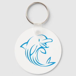 Custom Blue Dolphin Logo Keychain