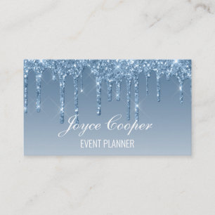 Custom Blue Dripping Glitter Business Card