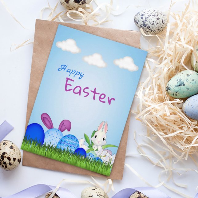 Custom Blue Easter Eggs Holiday Card (Creator Uploaded)