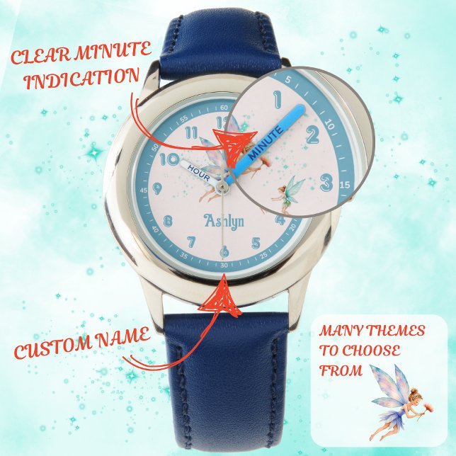 Custom Blue Elegant Fairy Learn Time Girls Watch (Creator Uploaded)