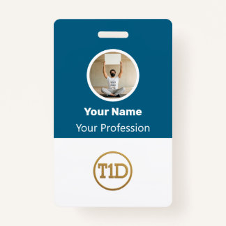 Custom Blue Employee Photo, Bar Code, Logo, Name B Badge