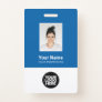 Custom Blue Employee Photo, Bar Code, Logo, Name Badge