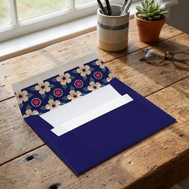 Custom Blue Envelope with Vintage Floral Liner (Creator Uploaded)