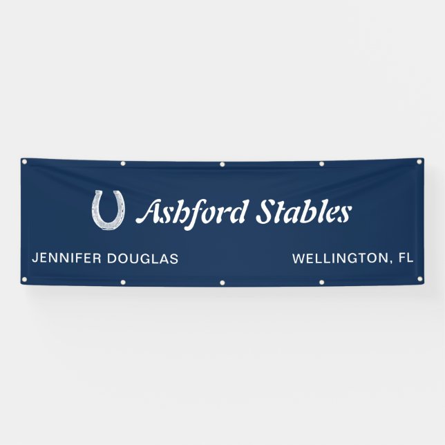 Custom Blue Equestrian Stall Horse Show  Banner (Horizontal)