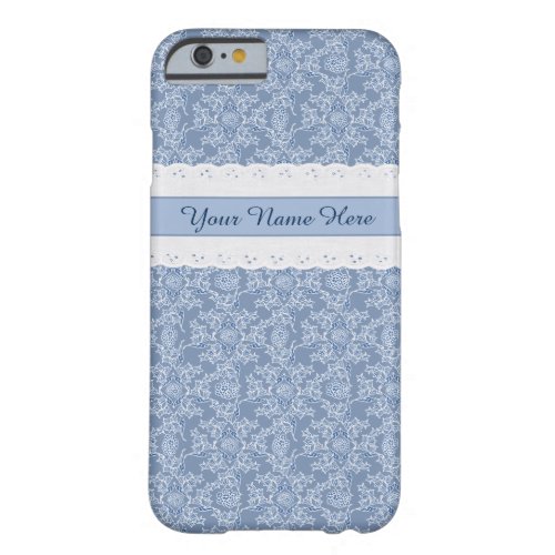Custom Blue Ethnic Floral Faux Lace iPhone 6 Case