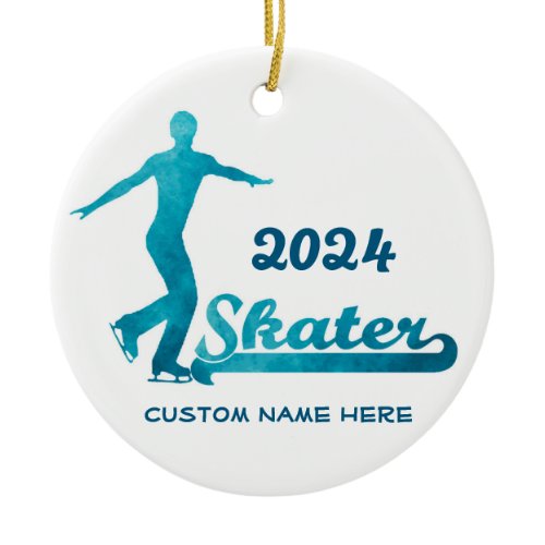 Custom Blue Figure Skating Ornament 2024