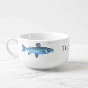 Custom Blue Fish Modern Coastal Navy Teal Soup Mug