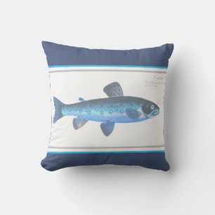 Custom Blue Fish Modern Coastal Navy Teal Throw Pi Outdoor Pillow