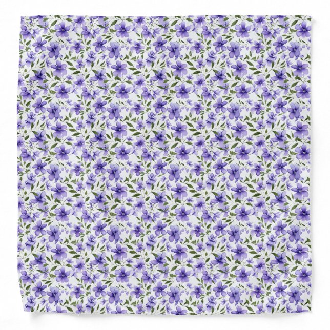 Custom Blue Floral Dog Bandana (Front)