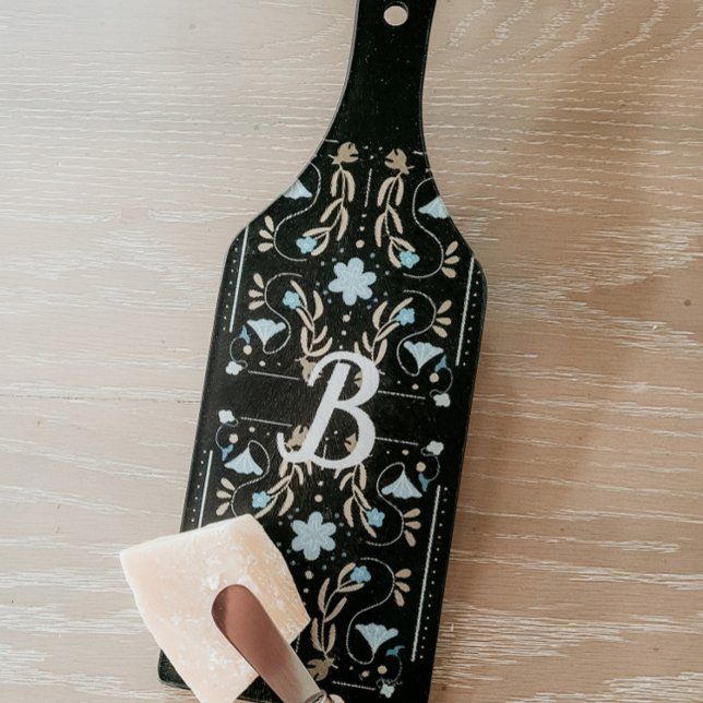 Custom Blue Floral Folk Art charcuterie Cutting Board (Creator Uploaded)