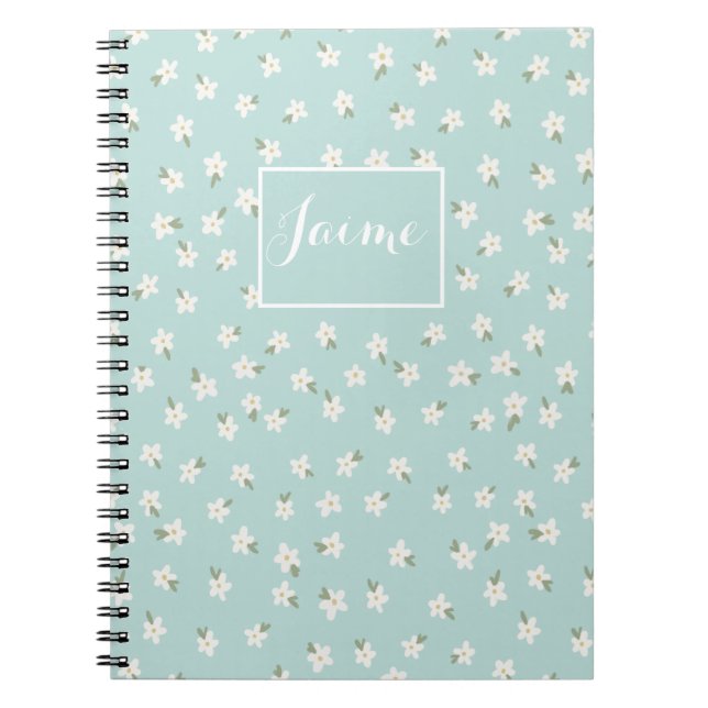 Custom blue floral notebook  (Front)