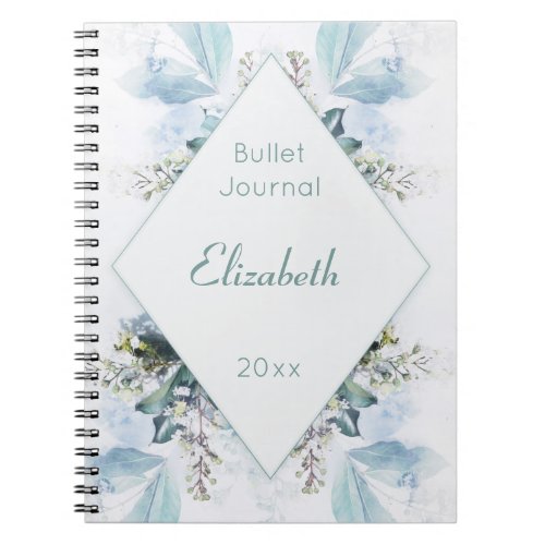 Custom Blue Floral Watercolor Bullet Journal