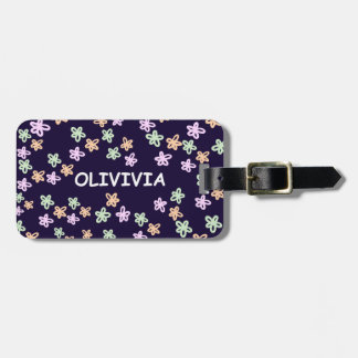 CUSTOM BLUE FLOWER PATTERN Luggage Tag