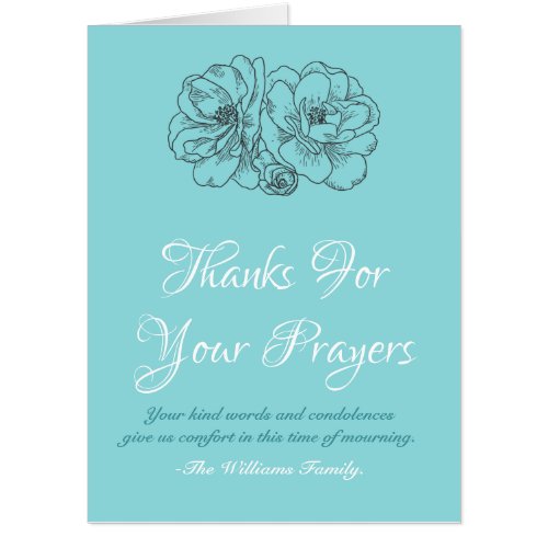 Custom Blue Flower Thank You for Your Prayers Card