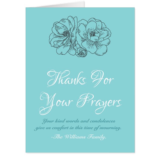 Custom Blue Flower Thank You for Your Prayers Card (Front)