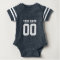 Custom blue football jersey number baby bodysuit