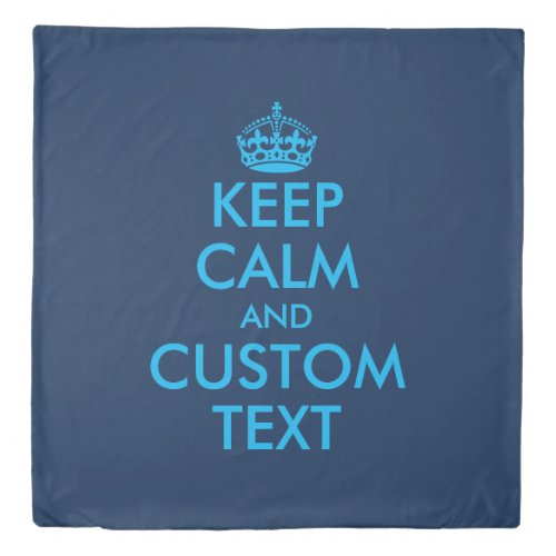 Custom blue funny keep calm carry on queen size duvet cover