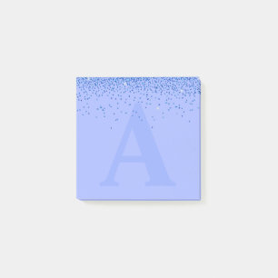 Custom Blue Glitter Monogram Post-it® Notes