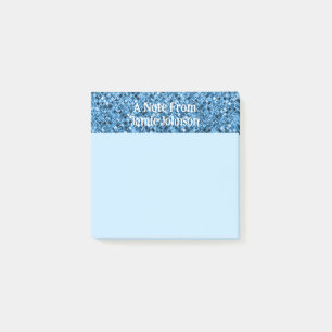 Custom Blue Glitter Sparkles Light Blue Background Post-it Notes