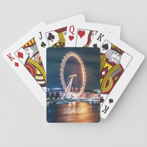 Custom Blue Gold Cityscape Night Travel London Poker Cards