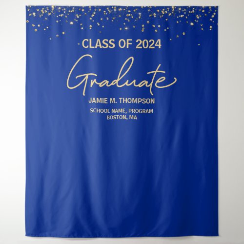 Custom Blue Gold Class of 2024 backdrop graduation