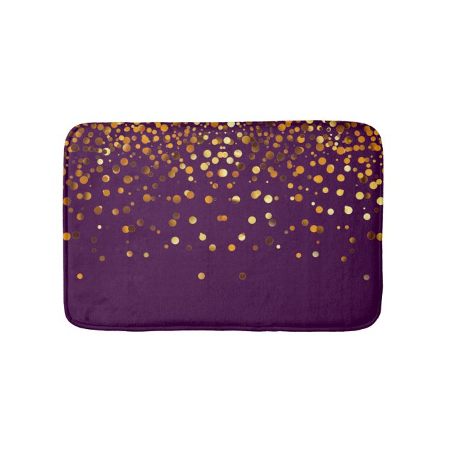 Custom Blue Gold Glitter Confetti Personalized Bathroom Mat (Front)