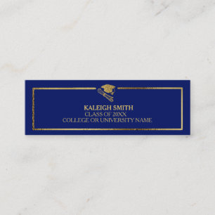 Custom Blue Gold Graduation Insert Name Card