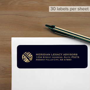 Custom Blue Gold Logo Return Address Label