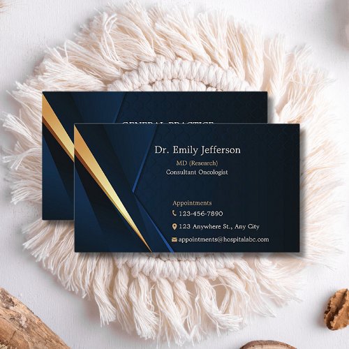 Custom Blue Gold Modern Minimalist Professional Business Card