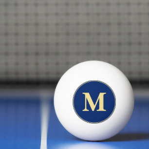 Custom Blue Gold Monogrammed Table Tennis Beer Ping Pong Ball