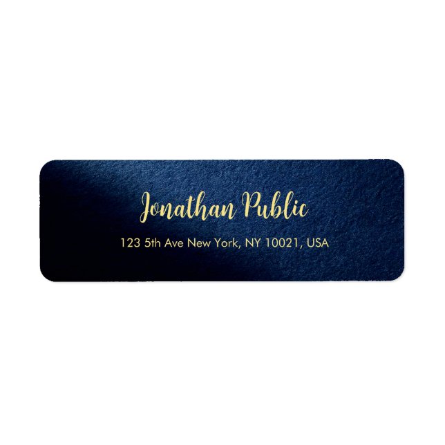 Custom Blue & Gold Text Template Return Address Label (Front)