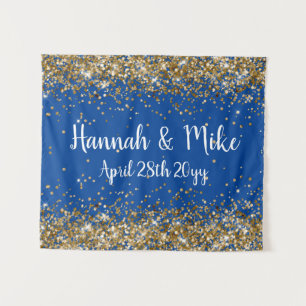 Custom Blue Gold Wedding Backdrop Photo Booth Prop