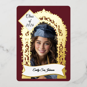 Custom Blue Grad Party Invitation Photo Collage Foil Invitation