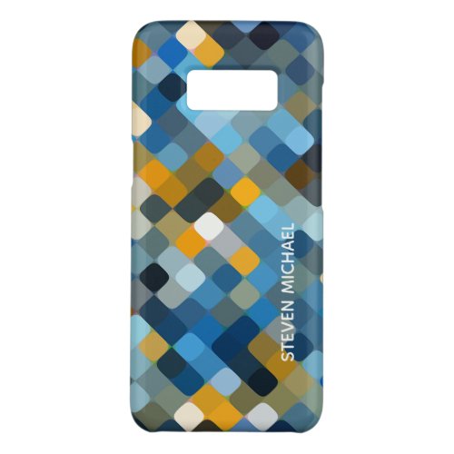 Custom Blue Gray Mustard Brown Mosaic Pattern Case_Mate Samsung Galaxy S8 Case