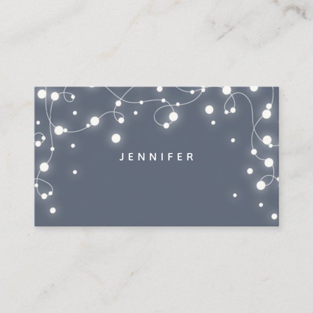 Custom Blue-Gray Sparkling Lights Christmas Place Card (Front)