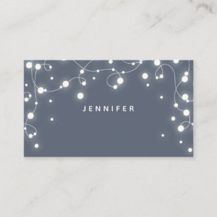 Custom Blue-Gray Sparkling Lights Christmas Place Card