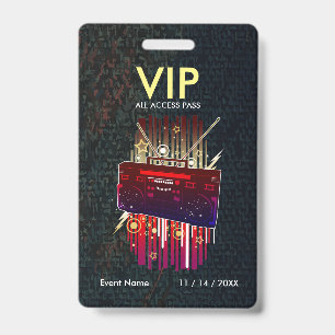 Custom Blue Gray VIP Pass With Professional Modern Badge