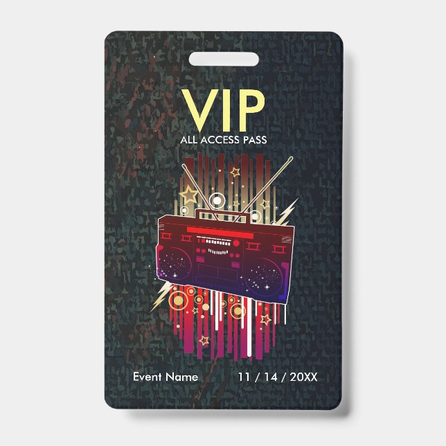 Custom Blue Gray VIP Pass With Professional Modern Badge (Front)