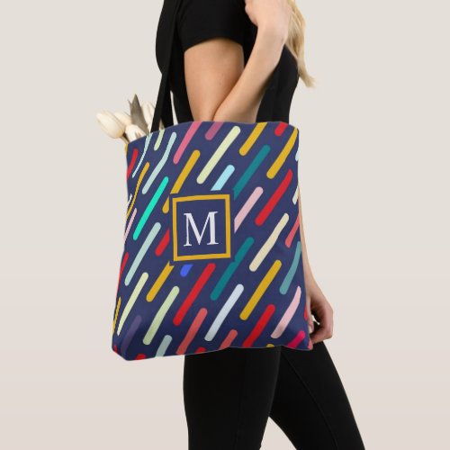 Custom Blue Green Red Yellow Geometric Pattern Tote Bag