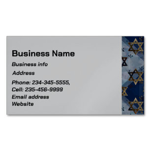 Custom Blue Grey Gold Star of David Business Card 