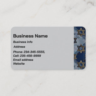 Custom Blue Grey Gold Star of David  Business Card