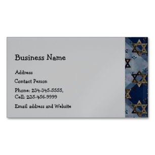 Custom Blue Grey Gold Star of David Business Card Magnet