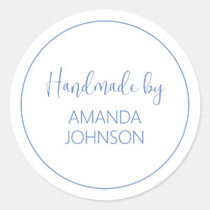 Custom Blue Handmade By Classic Round Sticker