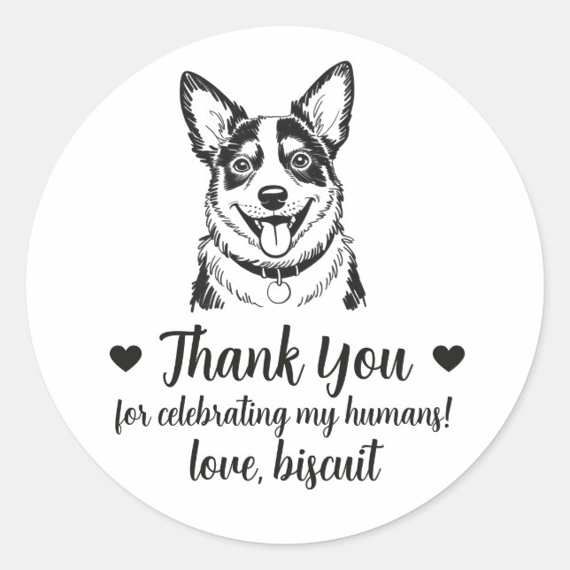 Custom Blue Heeler Dog Wedding Favor Stickers (Front)