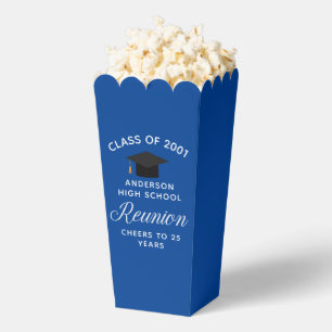 Custom Blue High School Reunion Party Popcorn Favor Boxes
