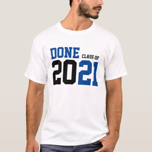 Custom Blue High School Senior Class 2021 T_Shirt