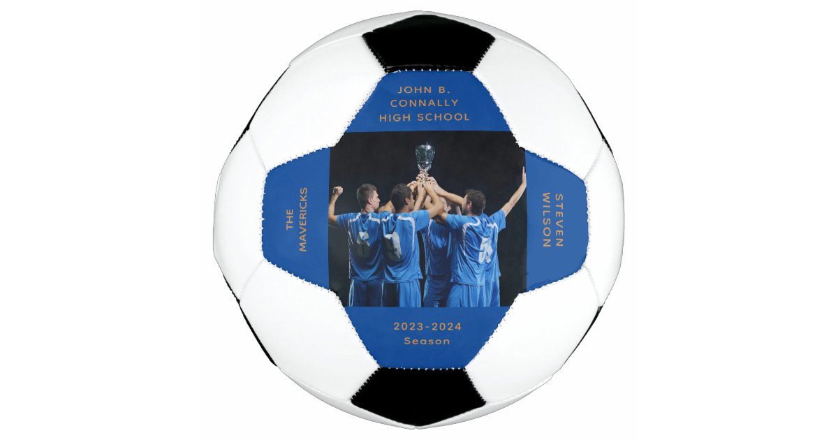Custom Blue High School Senior Photo Graduation Soccer Ball Zazzle