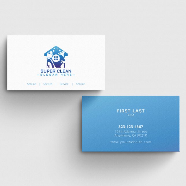 Custom Blue Home Cleaning Organizer Business Cards (Creator Uploaded)