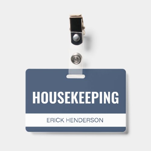 Custom Blue Hotel Housekeeping Employee ID Badge