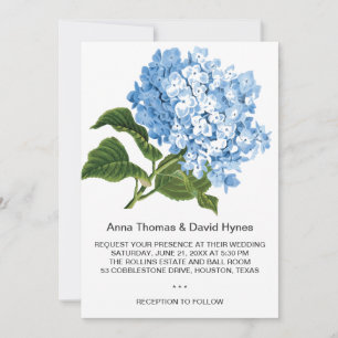 CUSTOM BLUE HYDRANGEA PERSONALIZED WEDDING INVITAT INVITATION